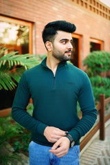 Greenish zipper rib Sweatshirt